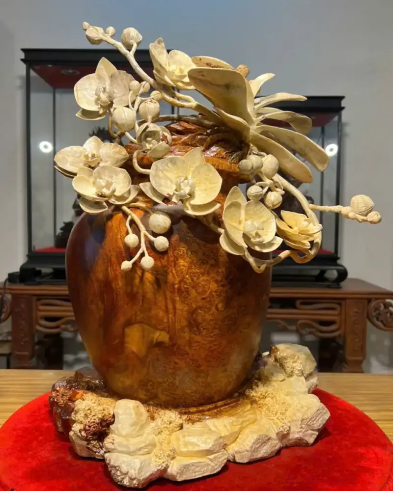 Bình Hoa Lan Gỗ Nu Hương Cao 55cm