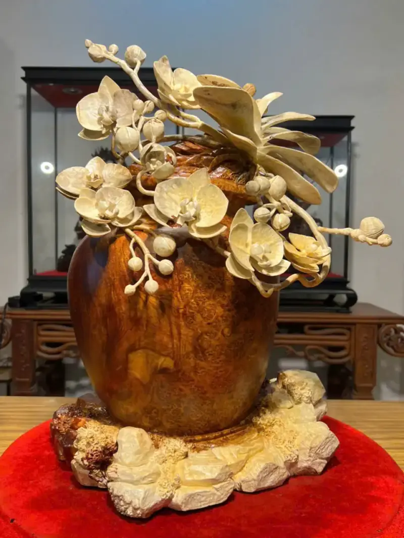 Bình Hoa Lan Gỗ Nu Hương Cao 55cm
