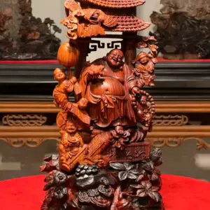 Tượng Cụ Di Lặc Gỗ Sưa Già Cao 33cm