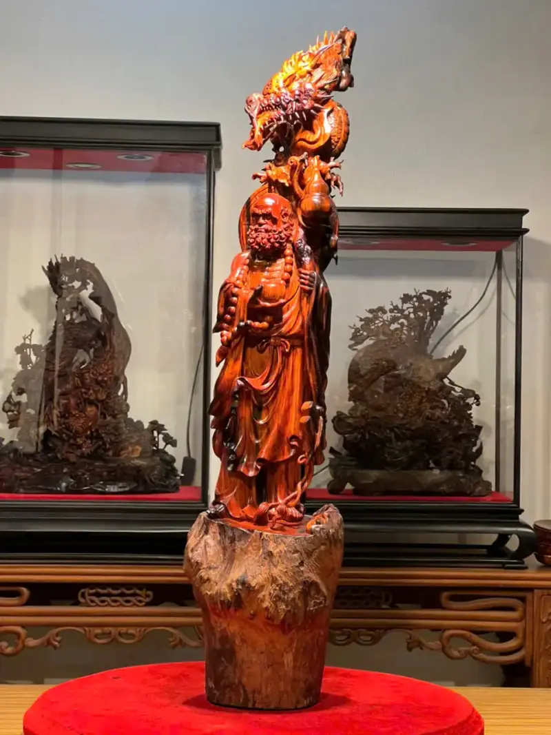 Tượng Cụ Đạt Ma Rồng Gỗ Nu Trắc Cao 80cm