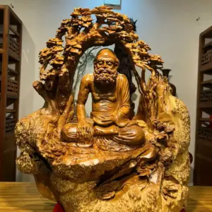 Tượng Cụ Đạt Ma Thiền Gỗ Nu Ngọc Am Cao 78cm