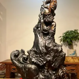 Tượng Đạt Ma Gỗ Mun Hoa Cao 71cm