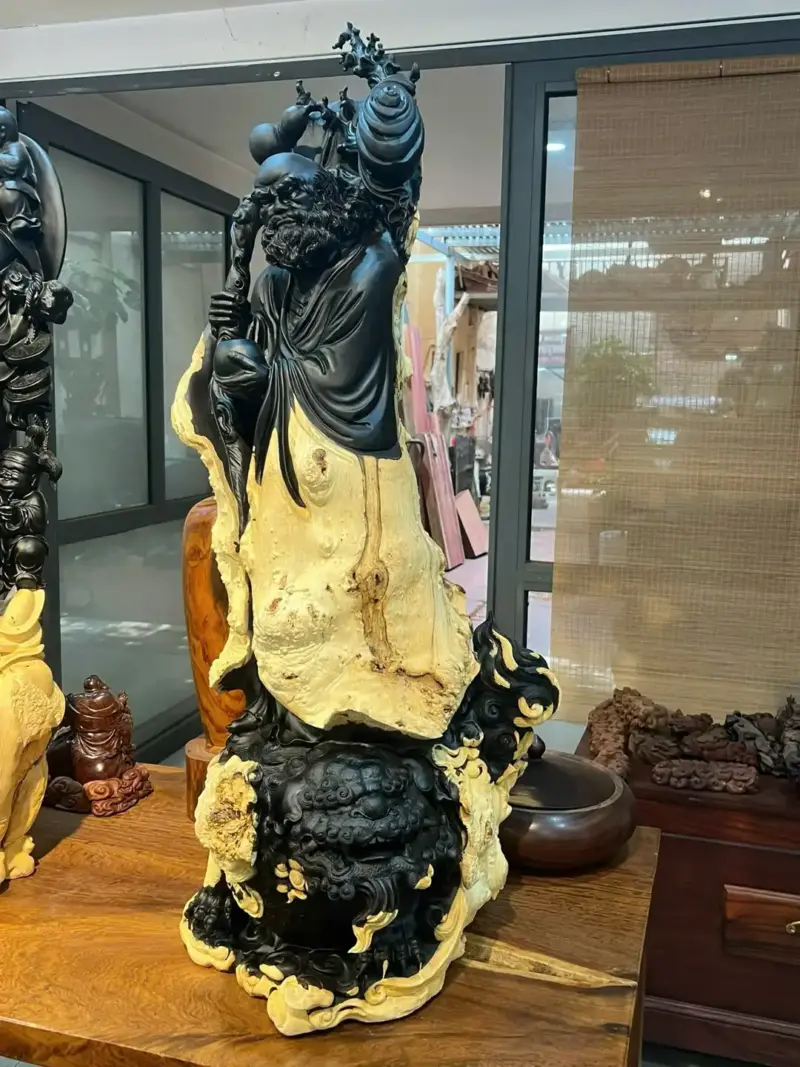 Tượng Đạt Ma Gỗ Nu Mun Cao 106cm