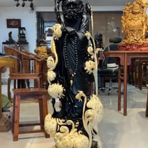 Tượng Đạt Ma Gỗ Nu Mun Cao 121cm