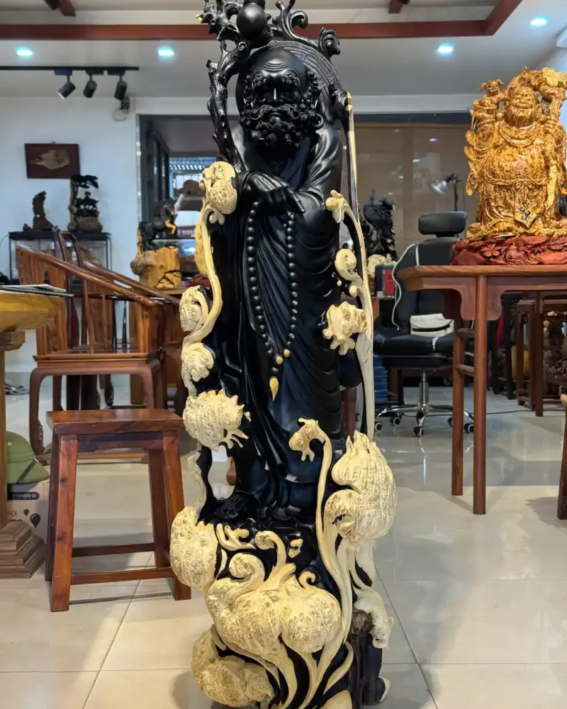 2_Đạt Ma Nu Mun Giá 55 Triệu Cao 121cm Ngang 39cm Sâu 34cm Tượng Đạt Ma Gỗ Nu Mun Cao 121cm