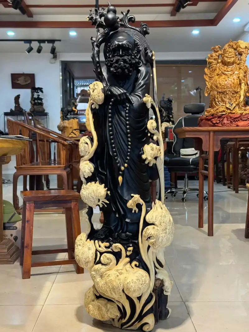 Tượng Đạt Ma Gỗ Nu Mun Cao 121cm