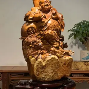 Tượng Di Lặc Gỗ Nu Ngọc Am Cao 73cm