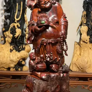 Tượng Di Lặc Gỗ Trắc Cao 65cm