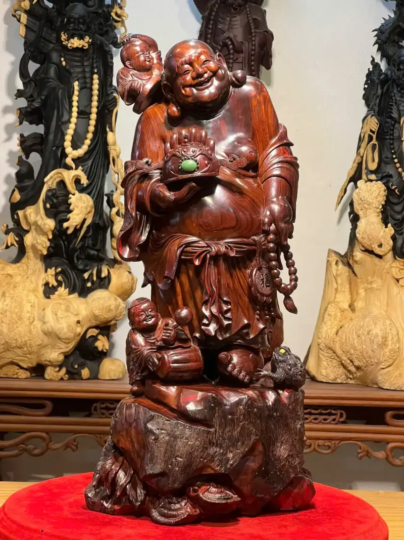 Tượng Di Lặc Gỗ Trắc Cao 65cm