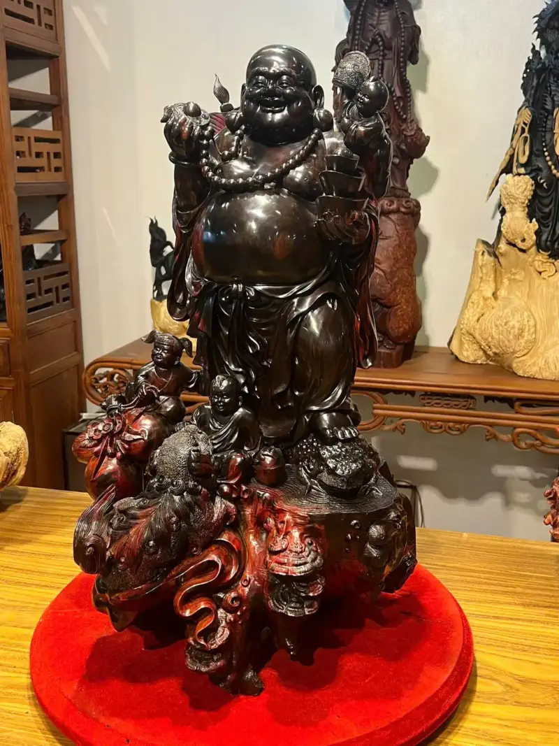 Tượng Di Lặc Gỗ Trắc Cao 68cm