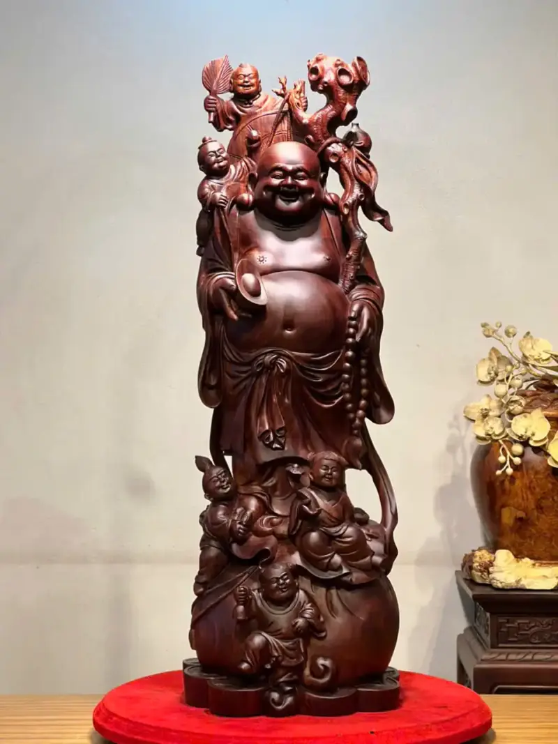 Tượng Di Lặc Gỗ Tử Đàn Cao 86cm
