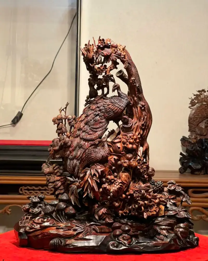 Tượng Phu Thê Gỗ Sưa Già Cao 45cm