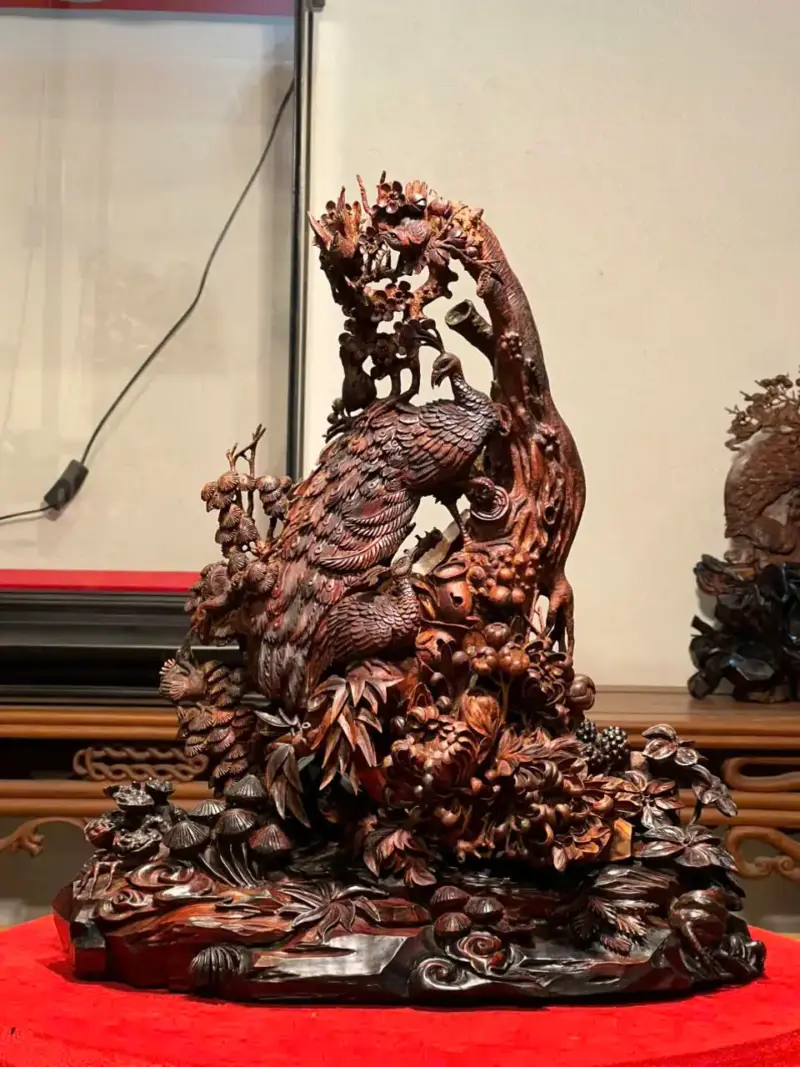 Tượng Phu Thê Gỗ Sưa Già Cao 45cm