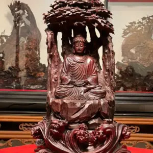 Tượng Phật A Di Đà Gỗ Tử Đàn Ấn Độ Cao 41cm