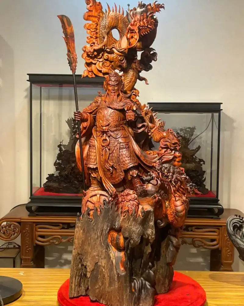 Tượng Quan Công Gỗ Trắc Cao 102cm