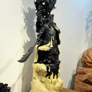 Tượng Quan Công Gỗ Nu Mun Cao 116cm