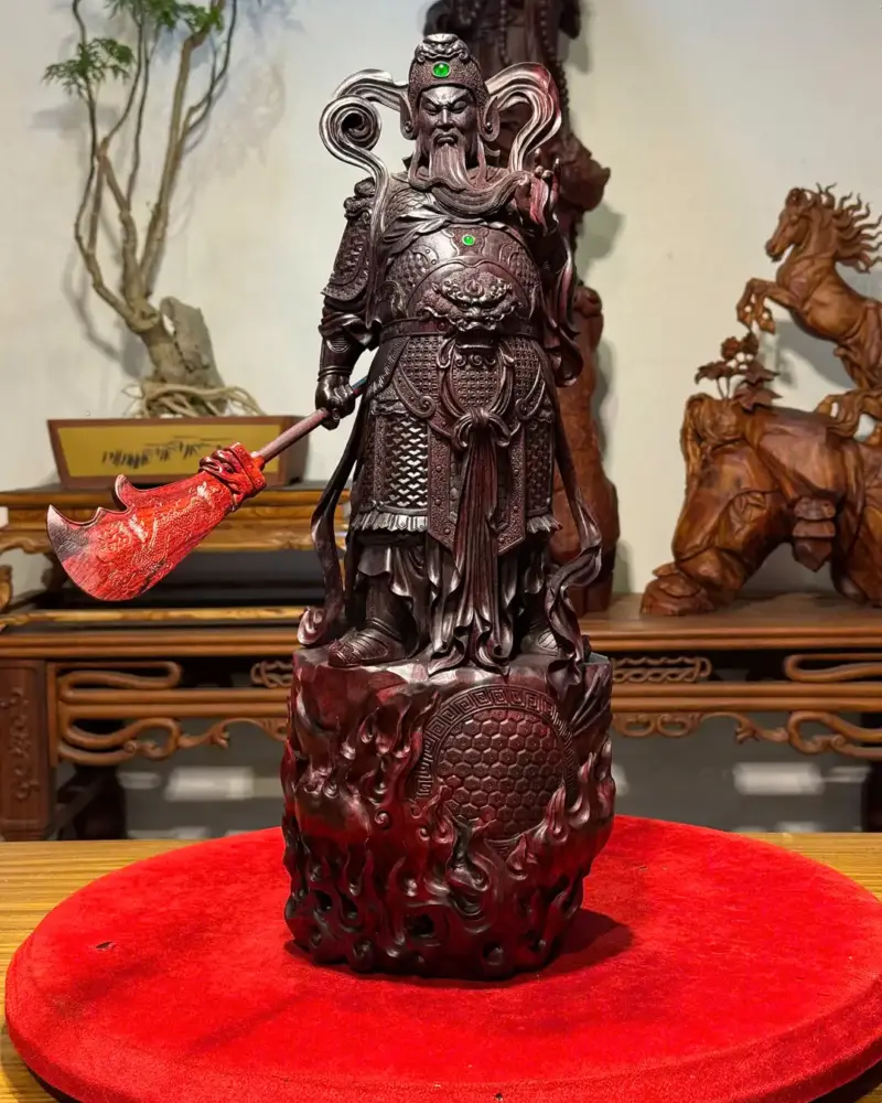 Tượng Quan Công Gỗ Tử Đàn Ấn Cao 50cm