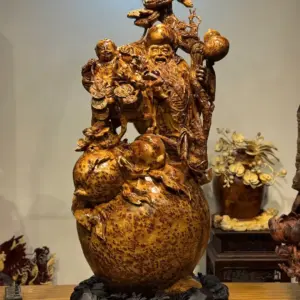 Tượng Ông Thọ Gỗ Nu Ngọc Am Cao 103cm