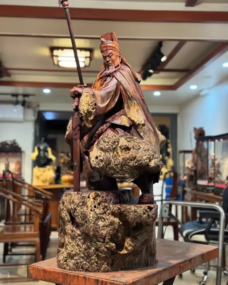 Tượng Quan Công Gỗ Nu Cẩm Cao 100cm