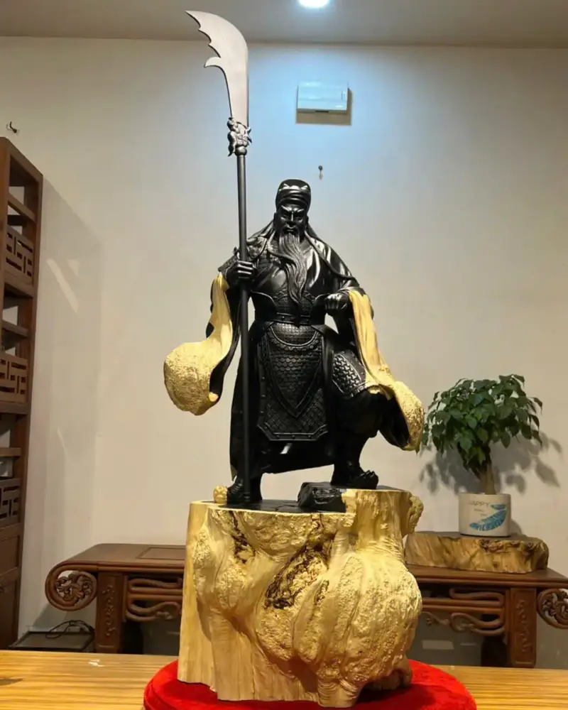 Tượng Quan Công Gỗ Nu Mun Cao 106cm