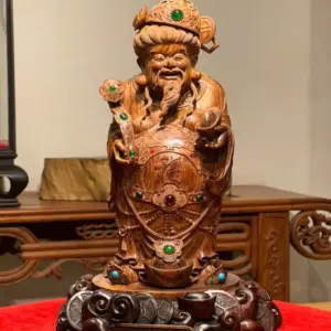 Tượng Thần Tài Gỗ Sưa Già Cao 36cm