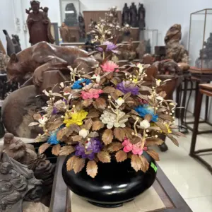 Bình Hoa Gỗ Ngũ Sắc, Lá Gỗ Sưa, Bình Gỗ Cẩm Tây Bắc MQ01