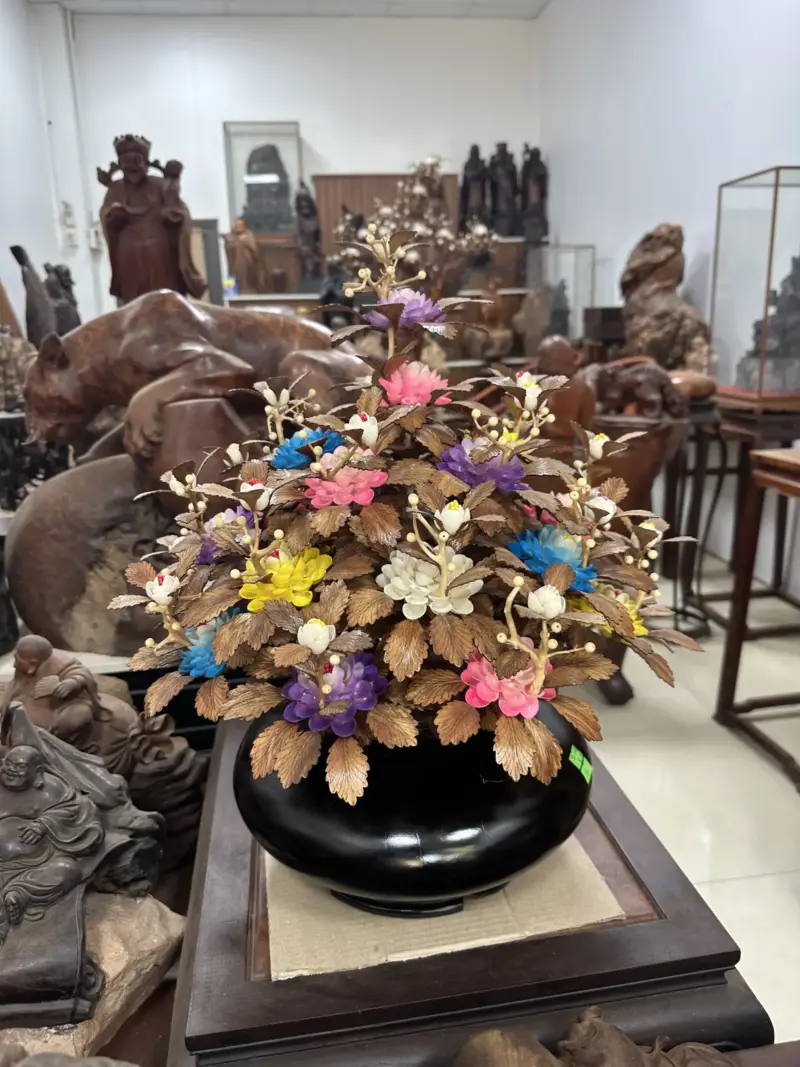 Bình Hoa Gỗ Ngũ Sắc, Lá Gỗ Sưa, Bình Gỗ Cẩm Tây Bắc MQ01