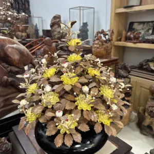 Bình Hoa Gỗ Mai Vàng, Lá Gỗ Sưa, Bình Gỗ Cẩm Tây Bắc MQ07