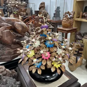 Bình Hoa Gỗ Ngũ Sắc, Lá Gỗ Sưa, Bình Gỗ Cẩm Tây BắcMQ03
