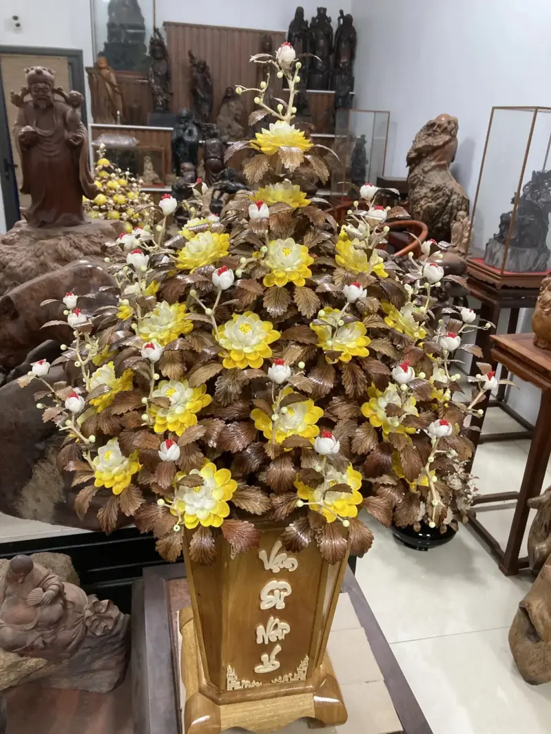 IMG_1258 Bình Hoa Mai Vàng – Lá Gỗ Sưa, Bình Gỗ Cẩm Vàng G12