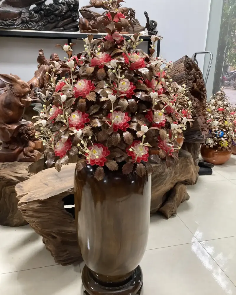 Bình Hoa Gỗ - Lá Gỗ Sưa, Bình Gỗ Mun Nam Phi G17