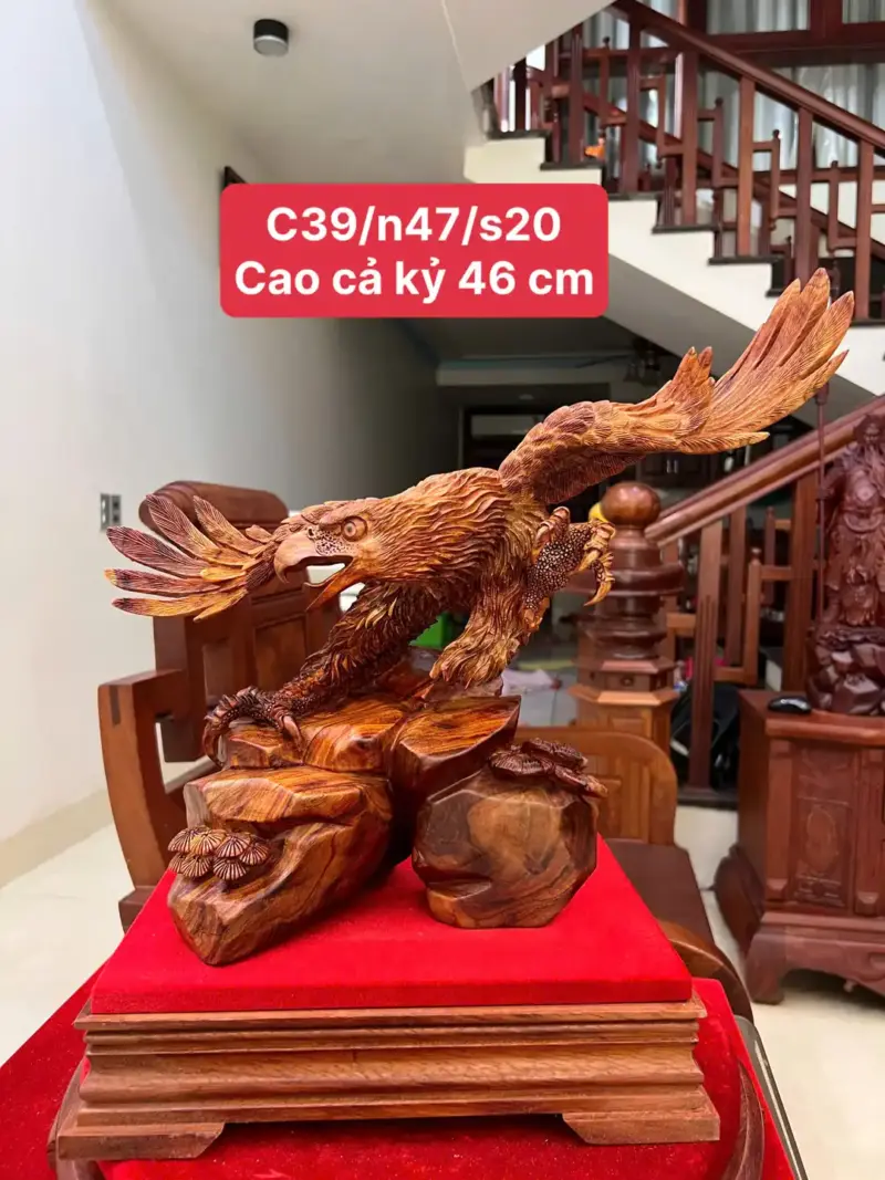 Tượng Đại Bàng Gỗ Sưa Bắc Liền Khối G5038