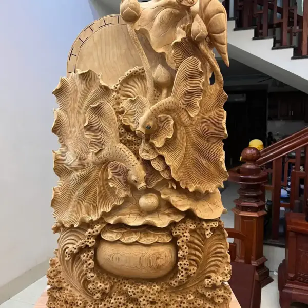 ca-xiem-go-ngoc-am-G5046-2_Cá Xiêm Gỗ Ngọc Am To Nặng Liền Khối Giá 6 Triệu Kích Thước Cao 103cm, Ngang 54cm, Sâu 21cm Tượng Cá Xiêm Gỗ Ngọc Am To Nặng Liền Khối G5046