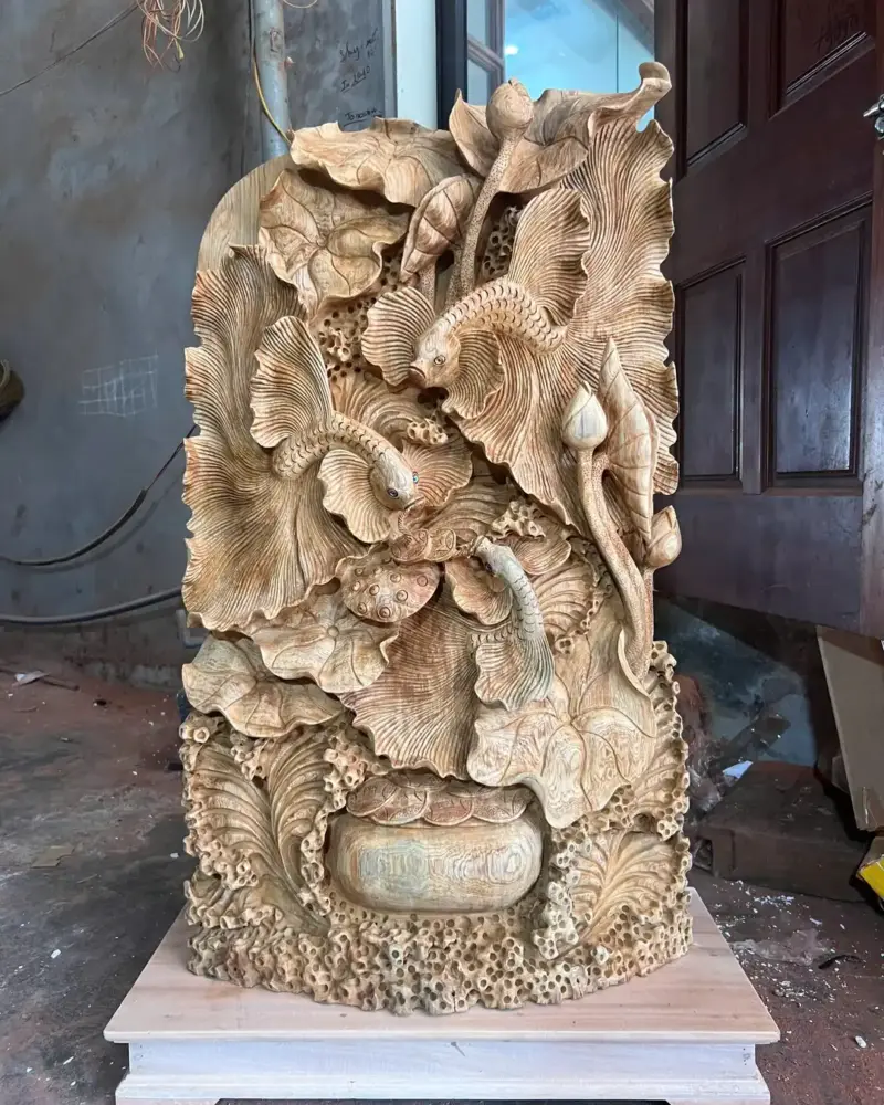 Tượng Cá Xiêm Gỗ Ngọc Am Sai To Đẹp Liền Khối Chất Nặng Nhiều Dầu G5065