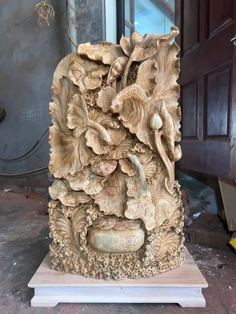 Tượng Cá Xiêm Gỗ Ngọc Am Sai To Đẹp Liền Khối Chất Nặng Nhiều Dầu G5065