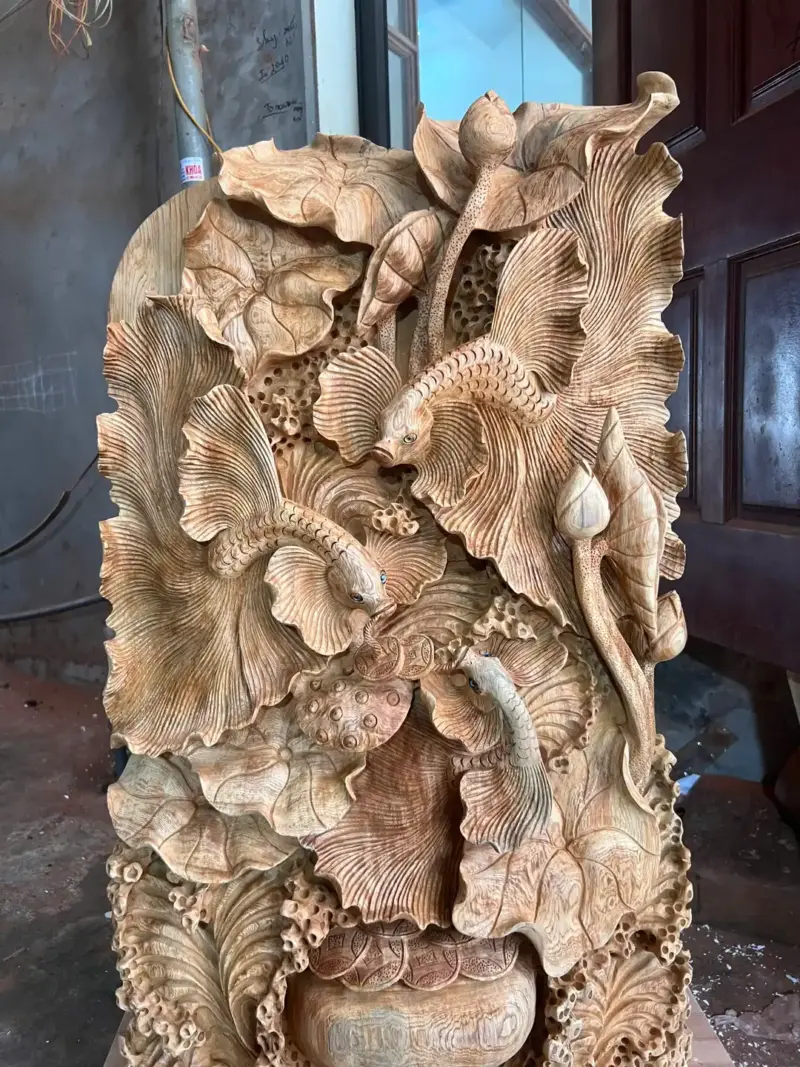 Tượng Cá Xiêm Gỗ Ngọc Am Sai To Đẹp Liền Khối Chất Nặng Nhiều Dầu G5065