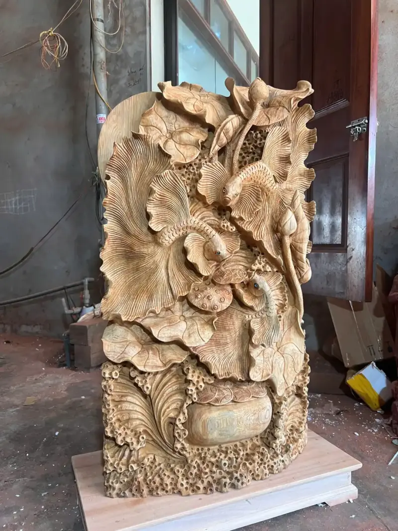 Tượng Cá Xiêm Gỗ Ngọc Am Sai To Đẹp Liền Khối Chất Nặng Nhiều Dầu G5065
