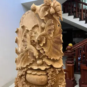 Tượng Cá Xiêm Gỗ Ngọc Am To Nặng Liền Khối G5071