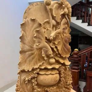 Tượng Cá Xiêm Gỗ Ngọc Am To Nặng Liền Khối G5071