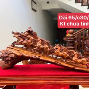 Tượng Cầu Bát Mã Gỗ Sưa Bắc Liền Khối Hàng Đục Kỹ Đẹp G5115