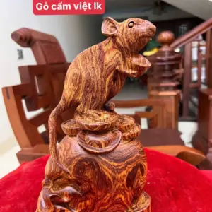 Tượng Chuột Bê Vàng Gỗ Cẩm Việt Siêu Vân Liền Khối G5143