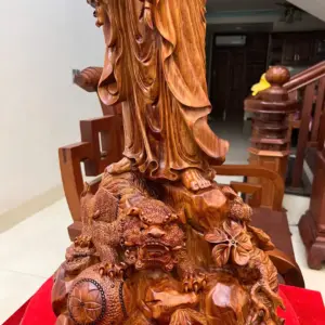 Tượng Cụ Đạt Ma Đứng Nghê Gỗ Sưa Bắc Liền Khối Đục Đẹp Kỹ Sắc Nét G5091