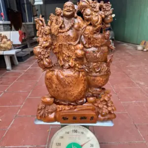 cu-di-lac-tam-phuc-go-nu-ngoc-G5397-2 Tượng Cụ Di Lặc Tam Phúc Gỗ Nu Ngọc Am Làm Thủ Công Đẹp Liền Khối G5397