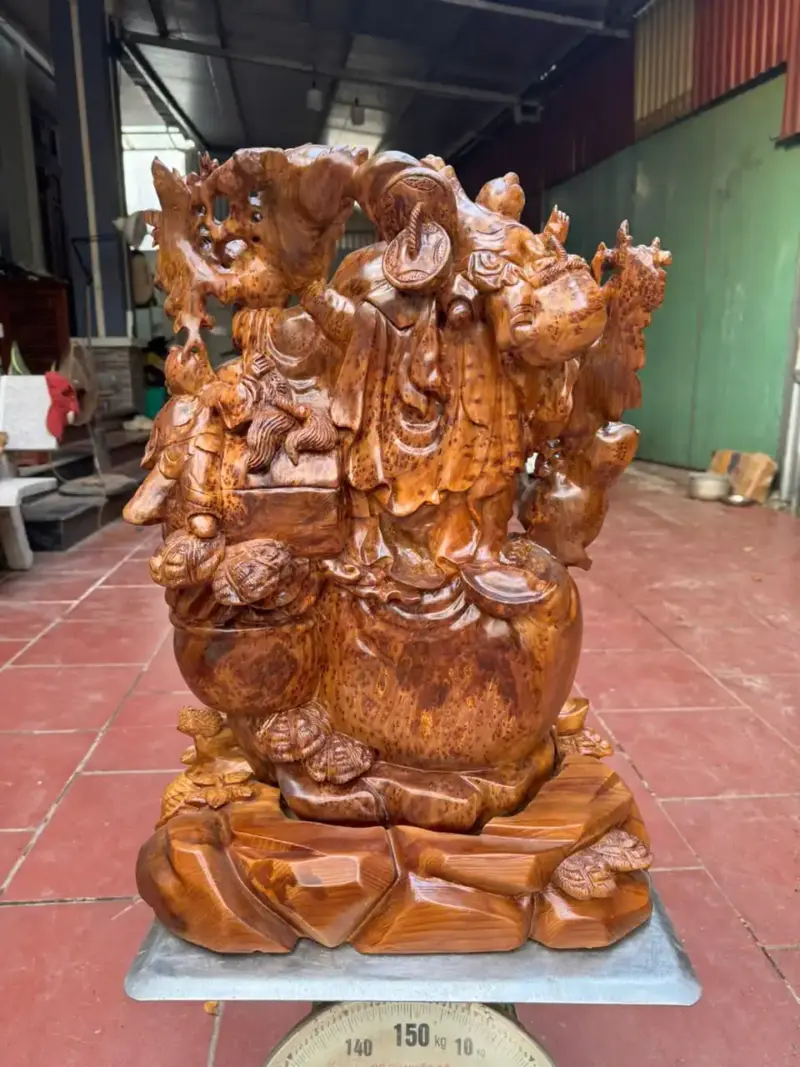 cu-di-lac-tam-phuc-go-nu-ngoc-G5397-4 Tượng Cụ Di Lặc Tam Phúc Gỗ Nu Ngọc Am Làm Thủ Công Đẹp Liền Khối G5397