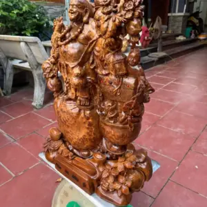 cu-di-lac-tam-phuc-go-nu-ngoc-G5397-6 Tượng Cụ Di Lặc Tam Phúc Gỗ Nu Ngọc Am Làm Thủ Công Đẹp Liền Khối G5397
