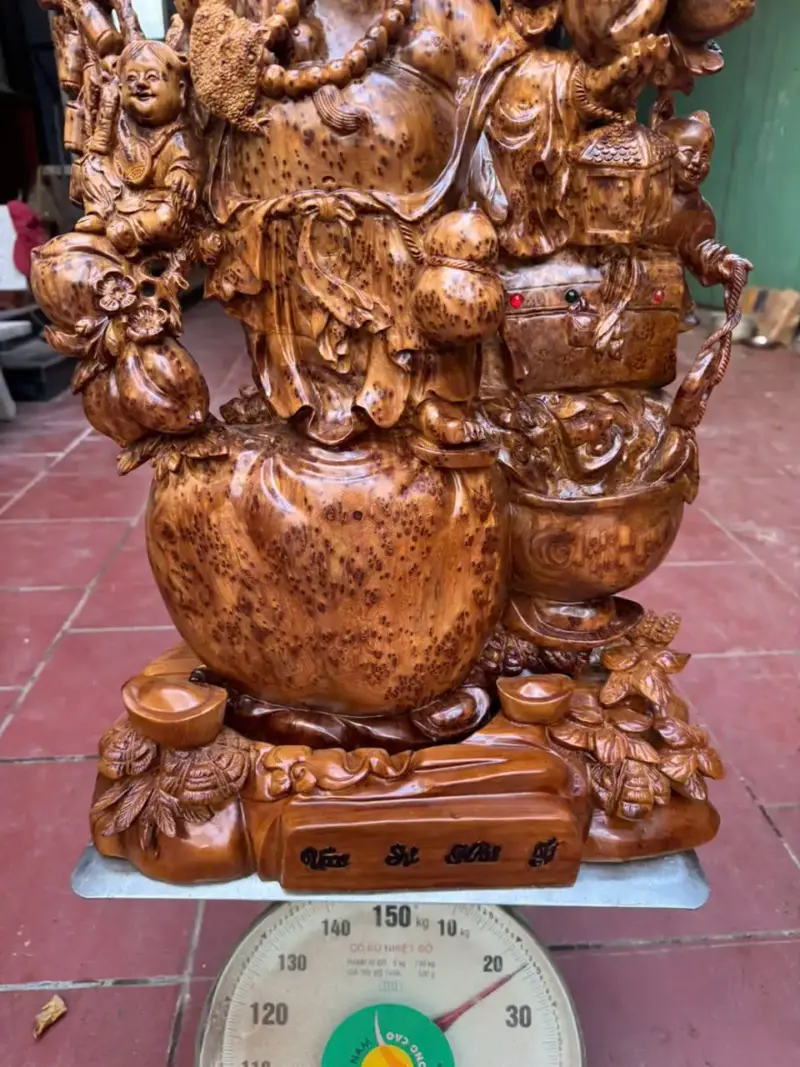 cu-di-lac-tam-phuc-go-nu-ngoc-G5397-8 Tượng Cụ Di Lặc Tam Phúc Gỗ Nu Ngọc Am Làm Thủ Công Đẹp Liền Khối G5397