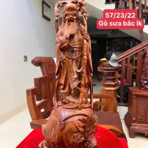 Tượng Cụ Thọ Gỗ Sưa Bắc Vân Đẹp Liền G5006