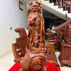 Tượng Cụ Thọ Gỗ Sưa Bắc Vân Đẹp Liền G5006
