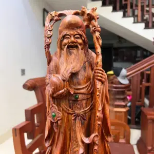 Tượng Cụ Thọ Gỗ Sưa Bắc Vân Đẹp Liền G5006