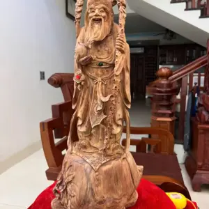 Tượng Cụ Thọ Tiên Gỗ Sưa Bắc Liền Khối Mộc Đẹp Vân Tím Có Sơn G5007
